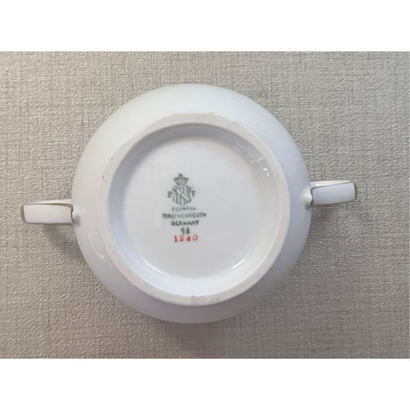 Bavaria Tirchenreuth Germany Porcelain Creamer and Sugar Bowl White Gold - Picture 4 of 7